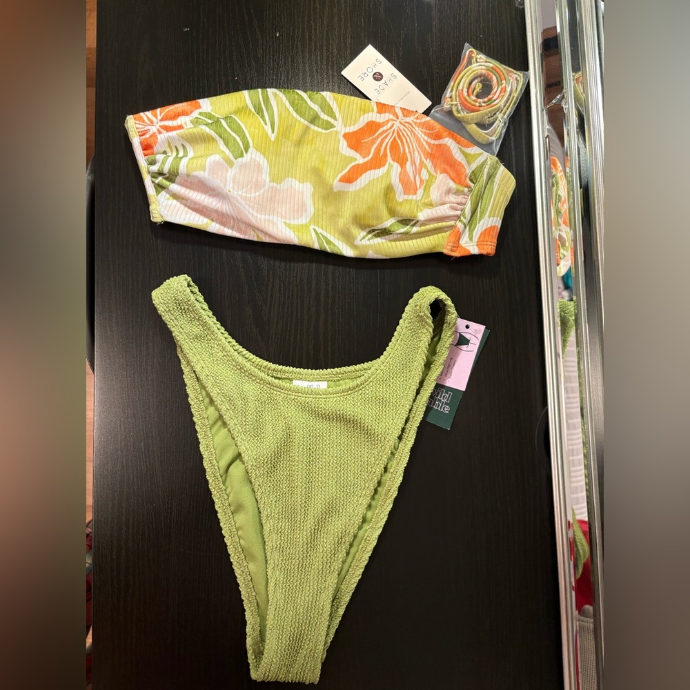 Wild Fable Textured Green Bikini Top